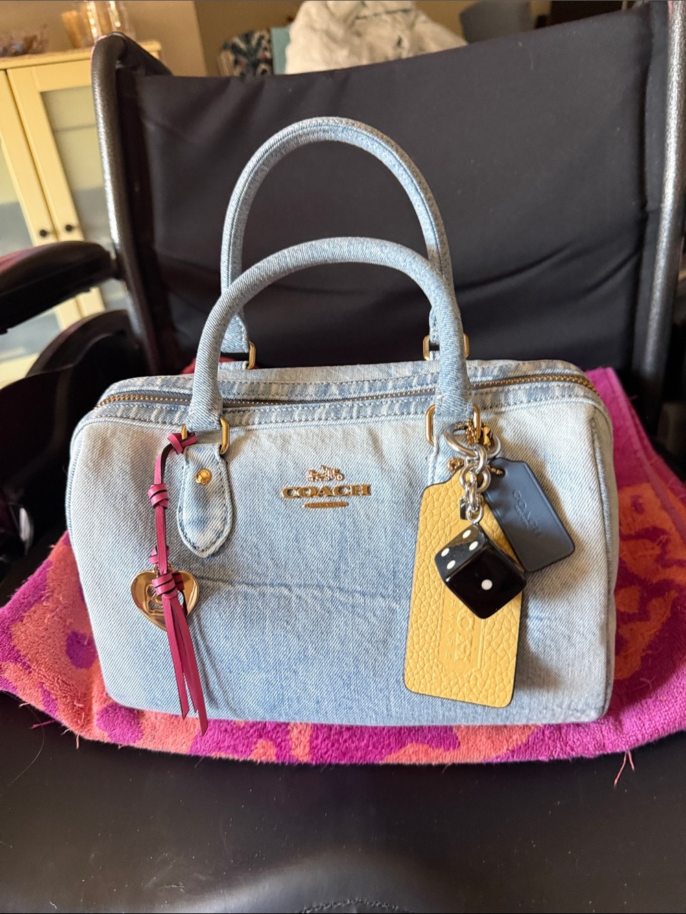 Coach Light Indigo Denim Crossbody Bag with Gold Hardware